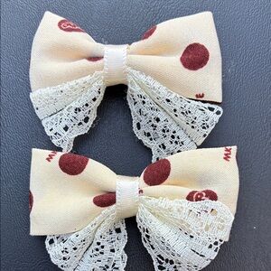 Polka Dot Lace Hair Bows for Kids